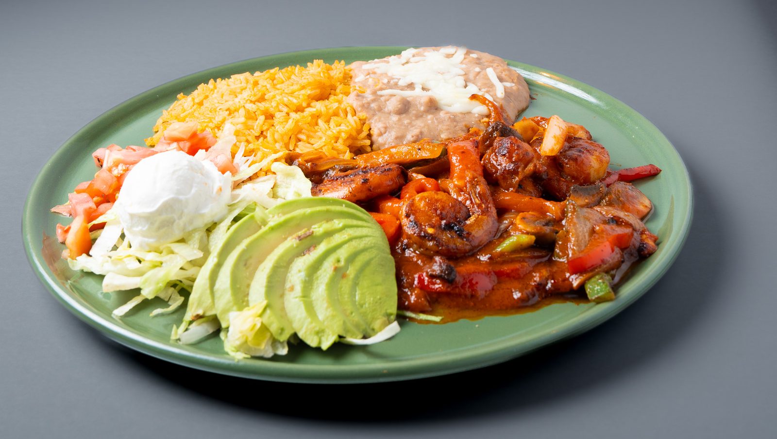 Shrimp fajitas plate