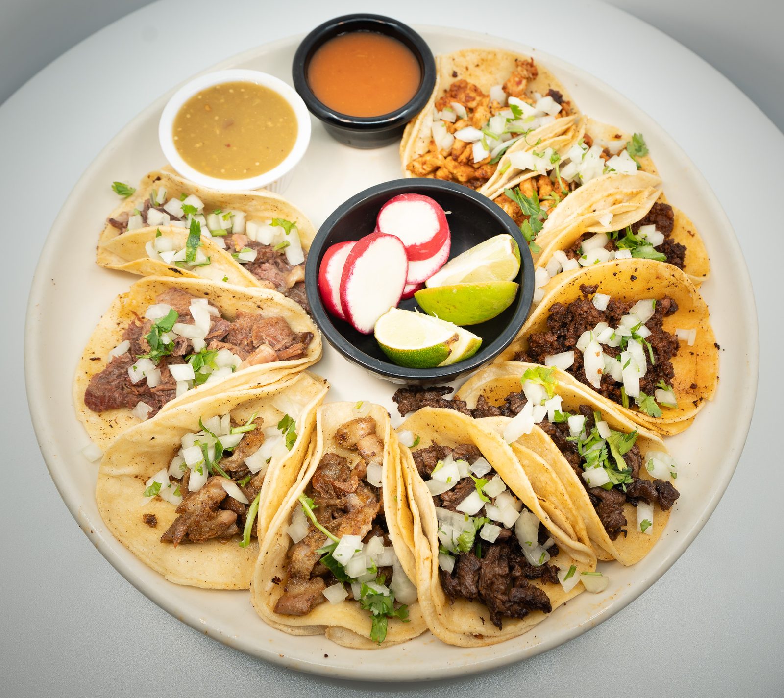 Assorted street tacos platter