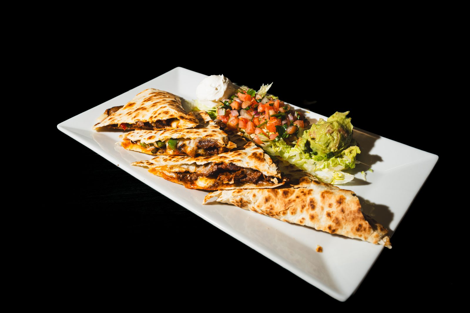Steak quesadilla with guacamole